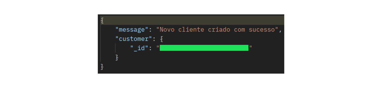 Resposta ao criar cliente