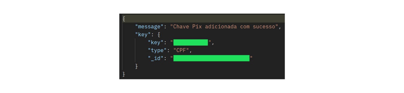 Resposta ao criar pix
